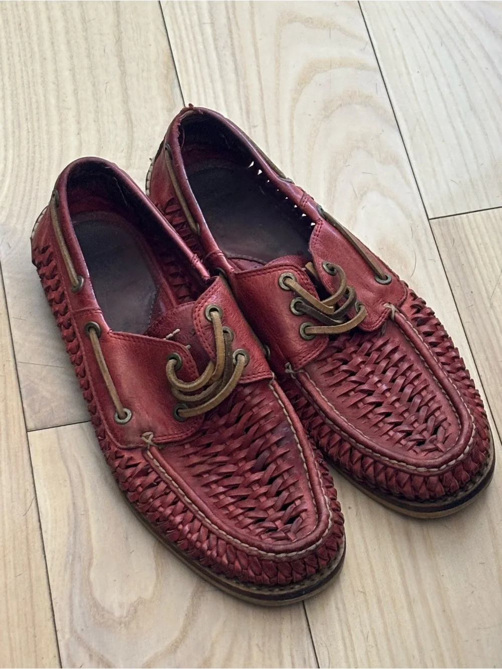 Frye Sully Men's Woven Leather Loafers - Red 9
